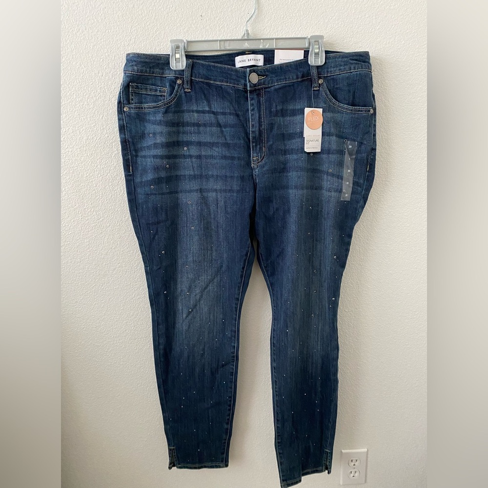 Lane Bryant Bejeweled Mid Rise Super Stretch Signature Fit Skinny Jean